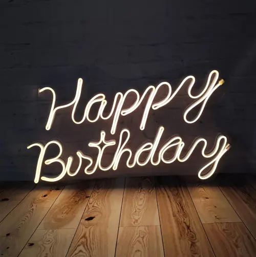 Placa Happy Birthday LED em Acrílico – 50 cm