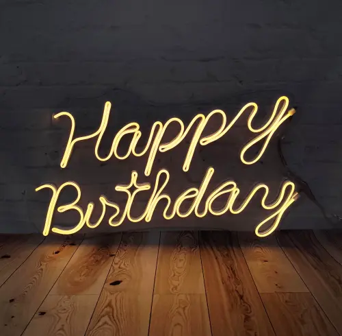 Placa Happy Birthday LED em Acrílico – 50 cm