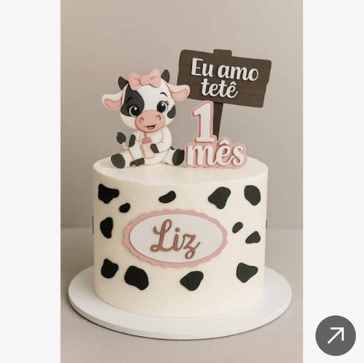 Topo Topper de Bolo Personalizado Vaquinha Mêsversário Amo Tet?