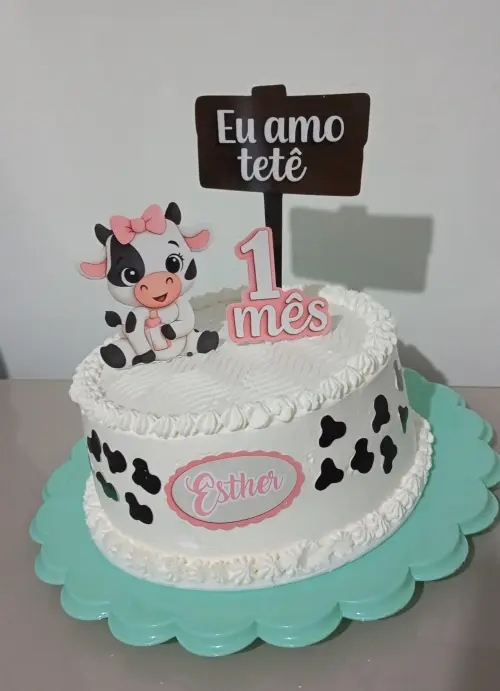Topo Topper de Bolo Personalizado Vaquinha Mêsversário Amo Tetê Personalizado Qualidade Alta Premium