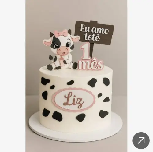 Topo Topper de Bolo Personalizado Vaquinha Mêsversário Amo Tet?