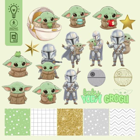 Kit Digital Grogu Baby, Baby Yoda e Mandaloriano - (01314)