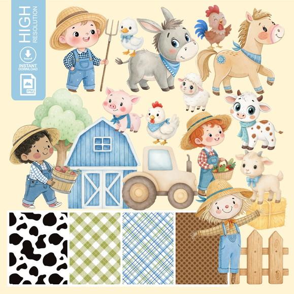 Kit Digital Fazendinha Menino Azul - (1399)