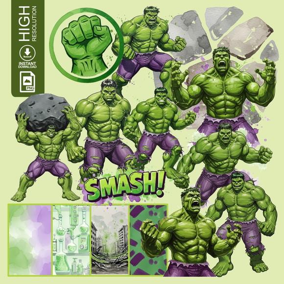 Kit Digital Hulk Aquarela - (1388)
