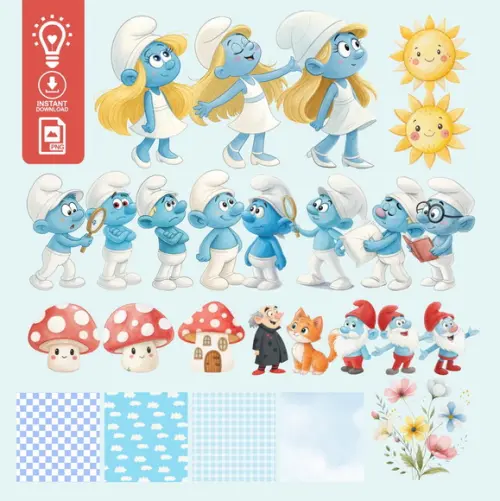 Kit Digital Smurf Aquarela - (01360)