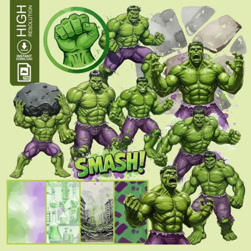 Kit Digital Hulk Aquarela - (1388)