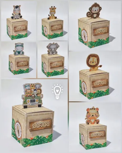 Arquivo de Corte Caixa Cubos Safari - Studio e pdf (01272)