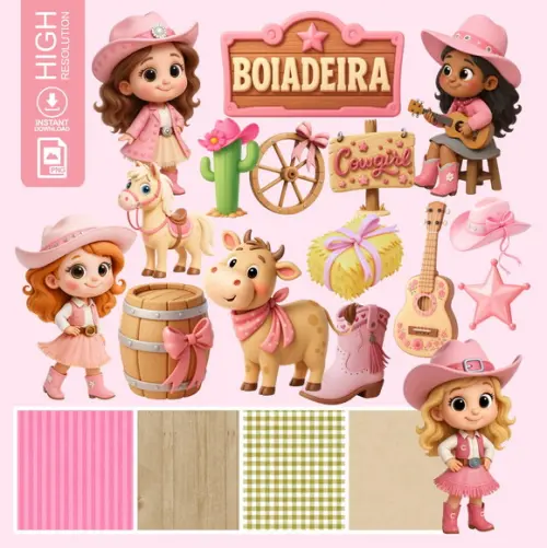 Kit Digital Fazendinha , Boiadeira, Cowgirl - (1400)