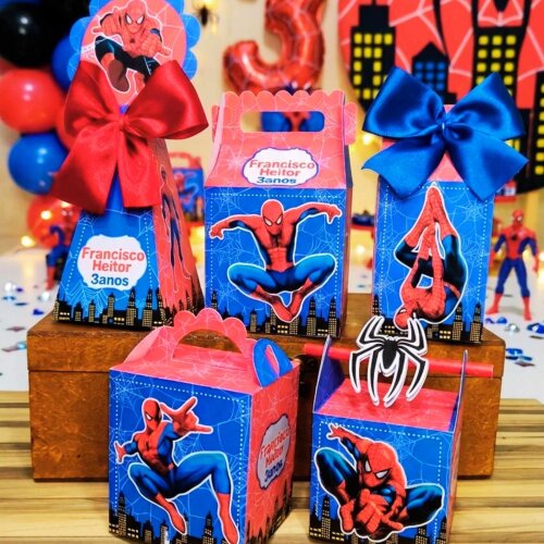 kit 15 Caixinhas Homem Aranha Kit Festa Pegue e Monte