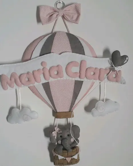 Enfeite de Porta Elefante Rosa