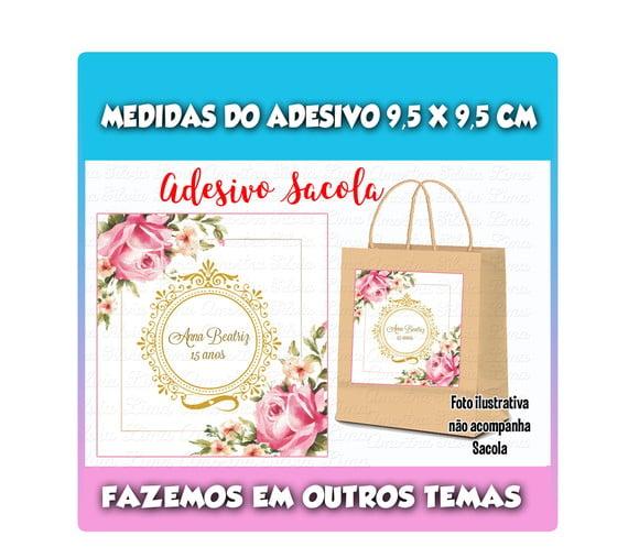 Adesivo para Sacolinha Surpresa 15 Anos Casamento Floral