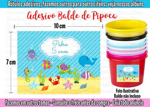 Adesivo Fundo do Mar Balde Pipoca Bolinha Sabão Marmitinhas