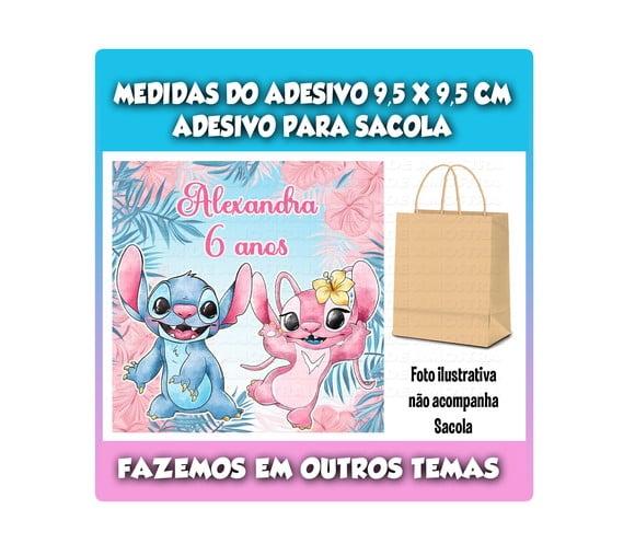 Adesivo para Sacolinha Surpresa Stitch e Angel Aquarela