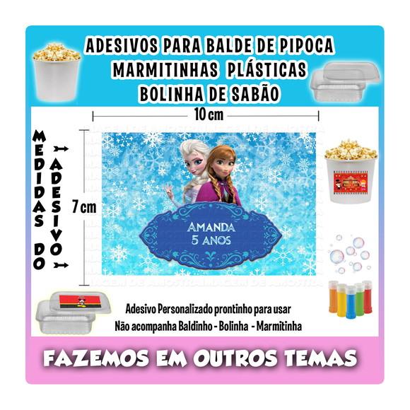Adesivo Frozen Balde Pipoca Bolinha Sabão Marmitinhas
