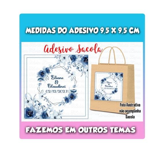 Adesivo Sacolinha Surpresa 15 Anos Casamento Floral Azul
