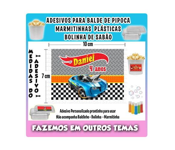 Adesivo Balde de Pipoca, Bolinha Sabão Marmitinha Hot Wheels