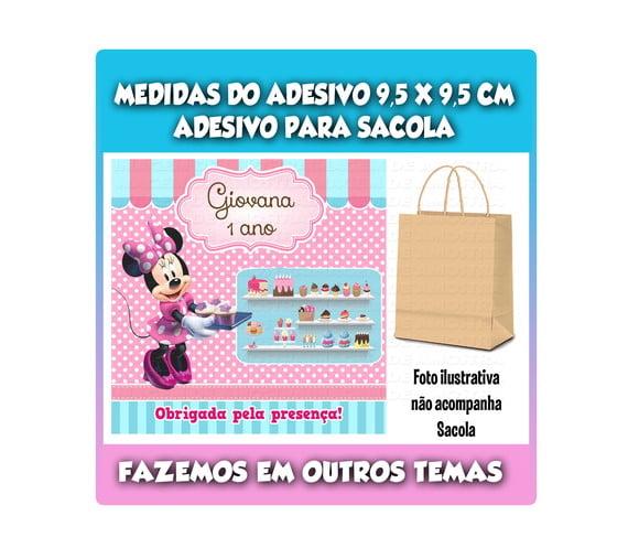Adesivo Minnie Confeiteira para Sacola Sacolinha Surpresa