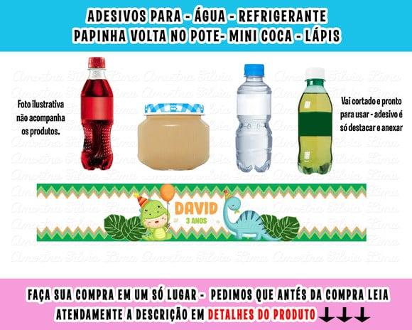 Adesivos Água, Refrigerante, Papinha, Dinossauro Baby