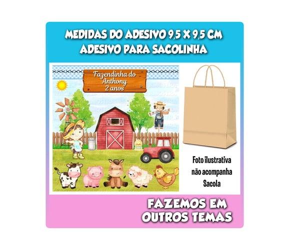 Adesivo para Sacolinha Surpresa Fazendinha Aquarela