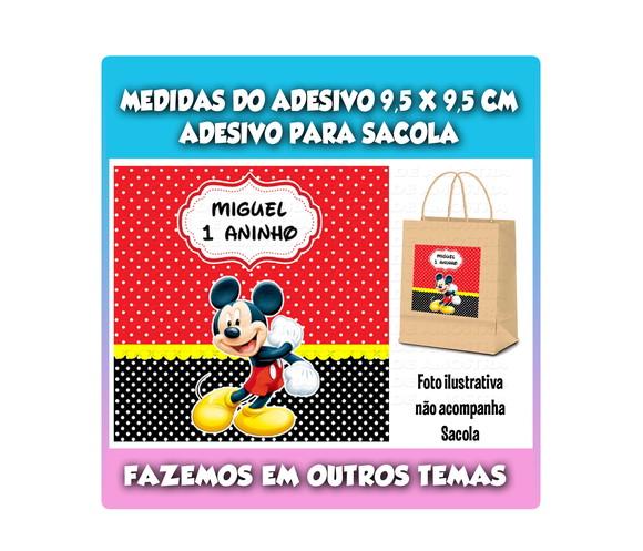Adesivo para Sacola Sacolinha Surpresa Kraft Festa Mickey