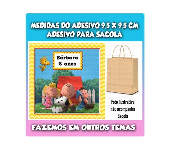 Adesivo Snoopy para Sacola Sacolinha Surpresa Kraft