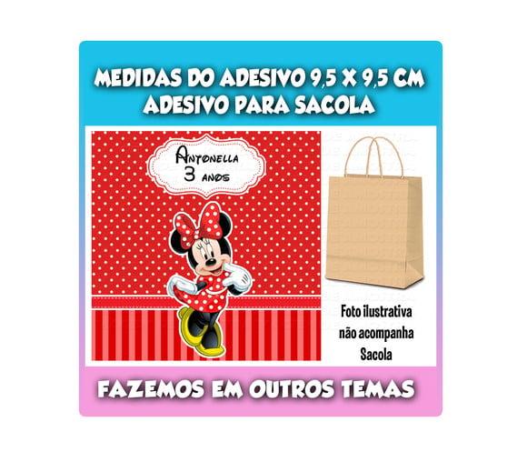 Adesivo para Sacolinha Surpresa Kraft Minnie Vermelha
