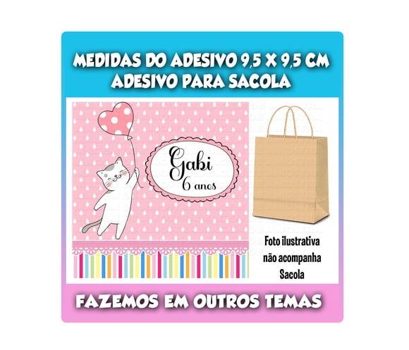 Adesivo Gatinha para Sacola Sacolinha Surpresa Kraft