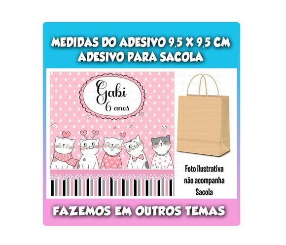 Adesivo Gatinha para Sacola Sacolinha Surpresa Kraft