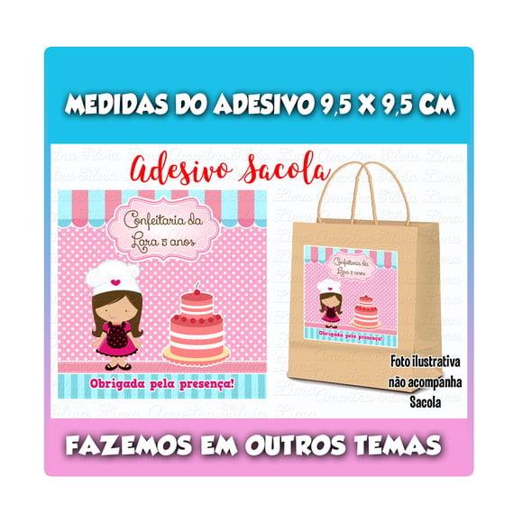 Adesivo para Sacolinha Confeitaria - Menina Confeiteira