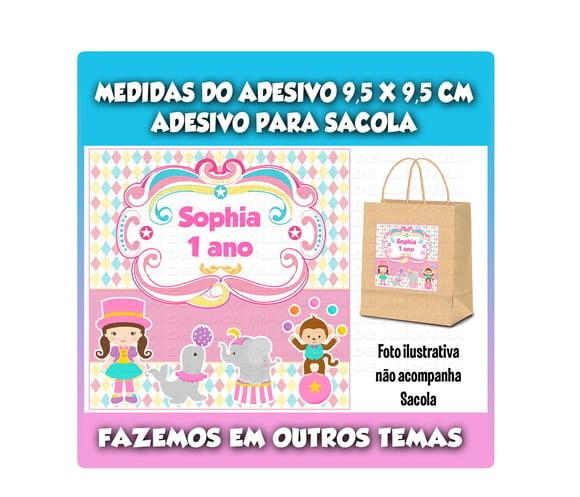 Adesivo para Sacolinha Surpresa Circo Rosa Menina