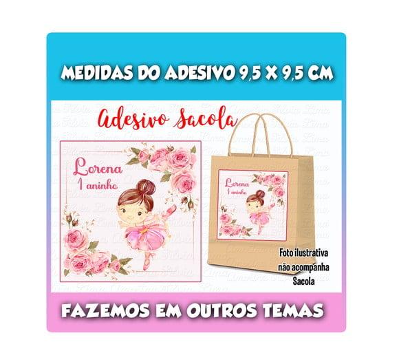 Adesivo para Sacolinha Surpresa Bailarina Aquarela