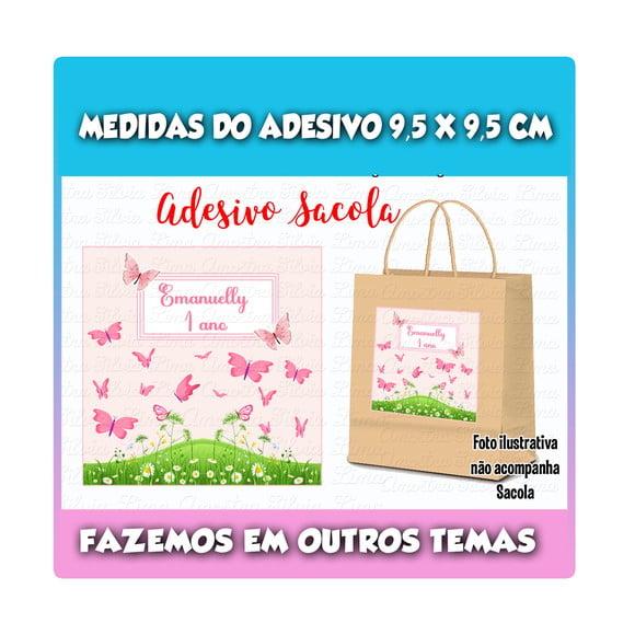 Adesivo para Sacolinha Surpresa Jardim das Borboletas