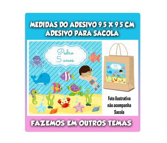 Adesivo para Sacolinha Surpresa Fundo do Mar
