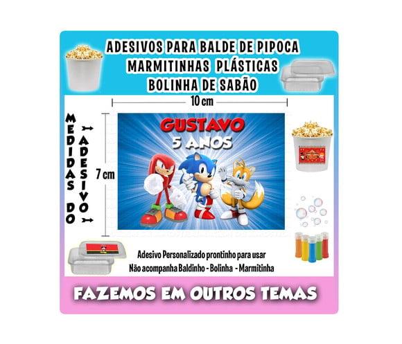 Adesivo Sonic Balde de Pipoca Bolinha de Sabão Marmitinhas