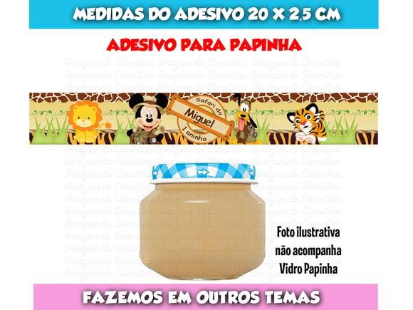 Rótulo Adesivo Personalizado Potinho Papinha Mickey Safari