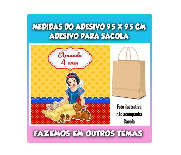Adesivo para Sacolinha Surpresa Kraft Branca de Neve