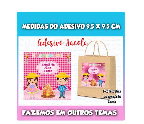Adesivo Sacolinha Surpresa Festa Junina Charraiá Arraiá Rosa