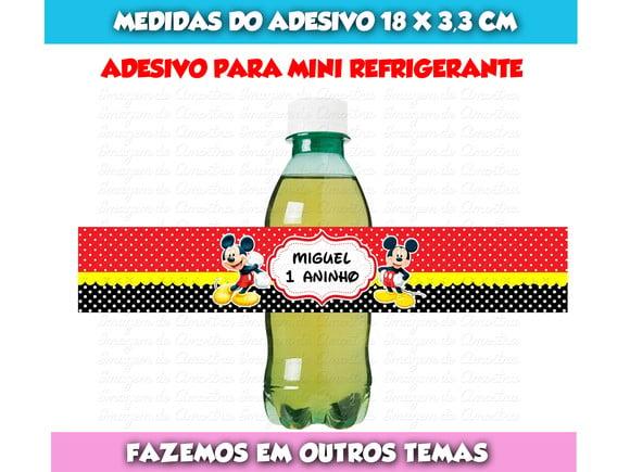 Rótulos Adesivos para Mini Refrigerante Festa Mickey