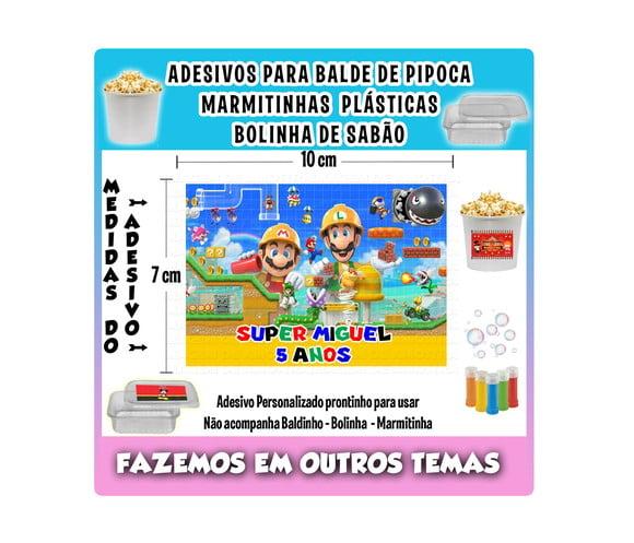 Adesivo Super Mario Balde Pipoca Bolinha Sabão Marmitinhas