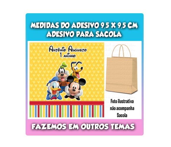 Adesivo para Sacola Sacolinha Surpresa Kraft Turma do Mickey
