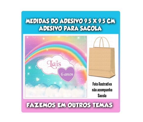 Adesivo Arco Iris para Sacola Sacolinha Surpresa Kraft