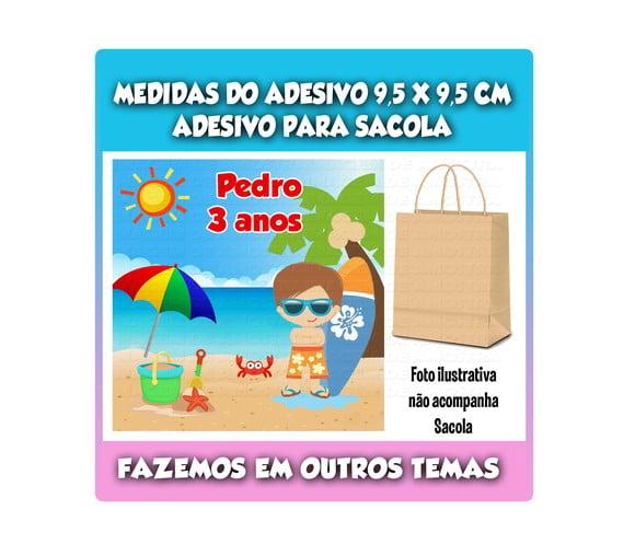 Adesivo para Sacolinha Surpresa Kraft Praia Mar Pool Party