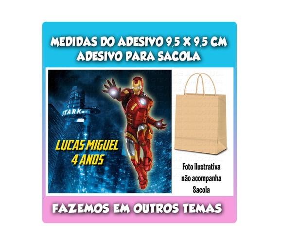 Adesivo para Sacola Sacolinha Surpresa Kraft Homem de Ferro