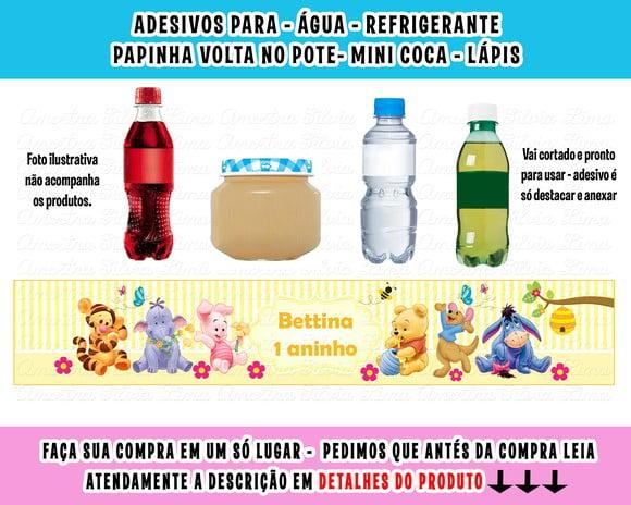 Adesivos Água, Refrigerante, Papinha, Caçulinha Ursinho Pooh