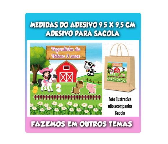 Adesivo para Sacolinha Surpresa Fazendinha Rosa