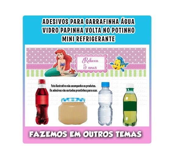 Adesivos a Pequena Sereia Ariel Água, Refrigerante, Papinha