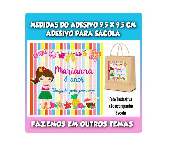 Adesivo para Sacolinha Aloha Luau Festa Havaiana Tropical