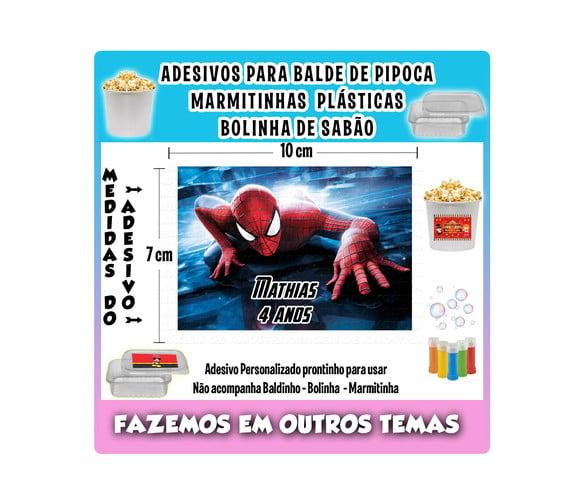 Adesivo Homem Aranha Balde Pipoca Bolinha Sabão Marmitinhas