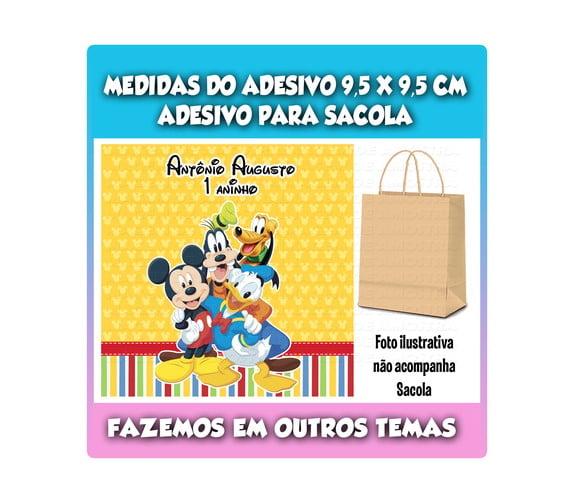 Adesivo para Sacola Sacolinha Surpresa Kraft Turma do Mickey