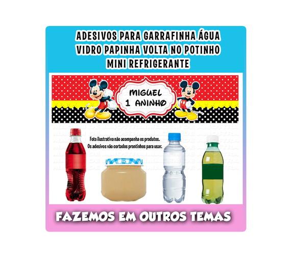 Adesivos para Água Refrigerante Papinha Mickey